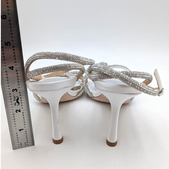 Badgley Mischka Effie Bow Stiletto Heel Sandals Women's White Size US8 EU39 - Picture 4 of 11